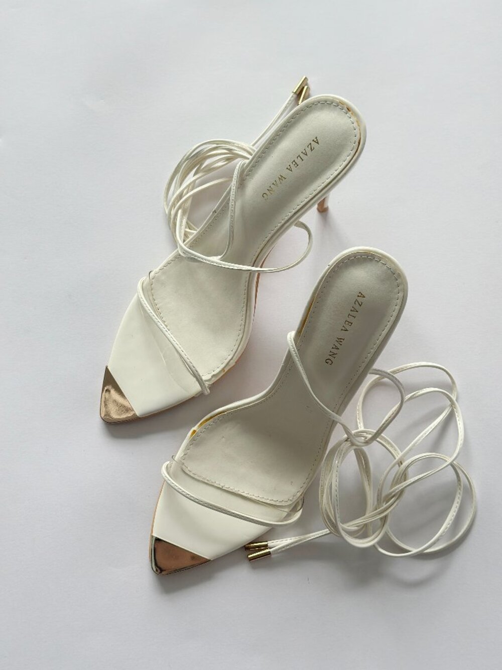 Azalea Wang White Lace-Up Stiletto Heels Size 9